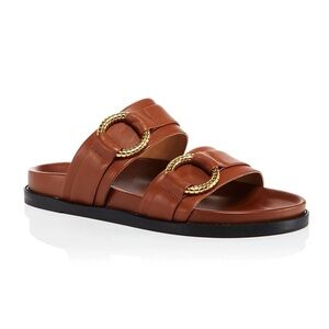Aqua brown slide sandals with footbed 6.5